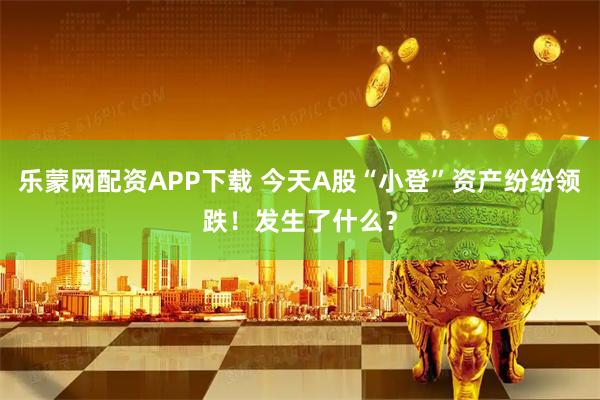 乐蒙网配资APP下载 今天A股“小登”资产纷纷领跌！发生了什么？